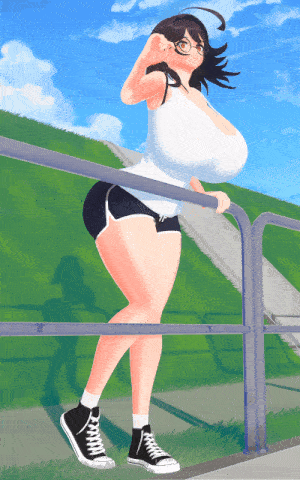 Busty-chan along the river